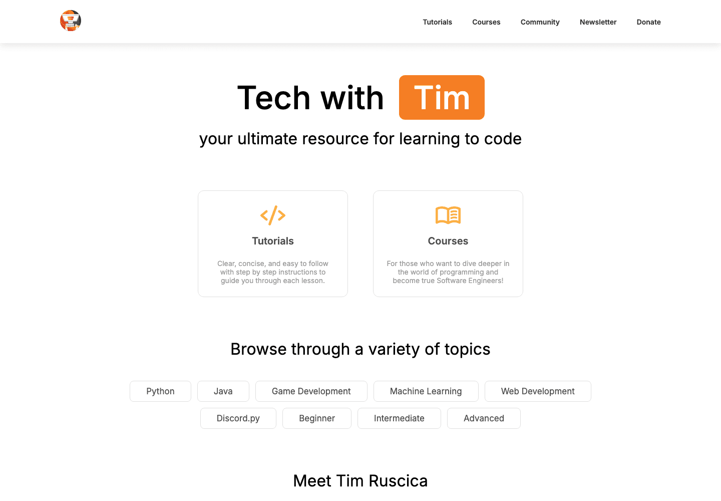 Skjermbilde av techwithtim.net